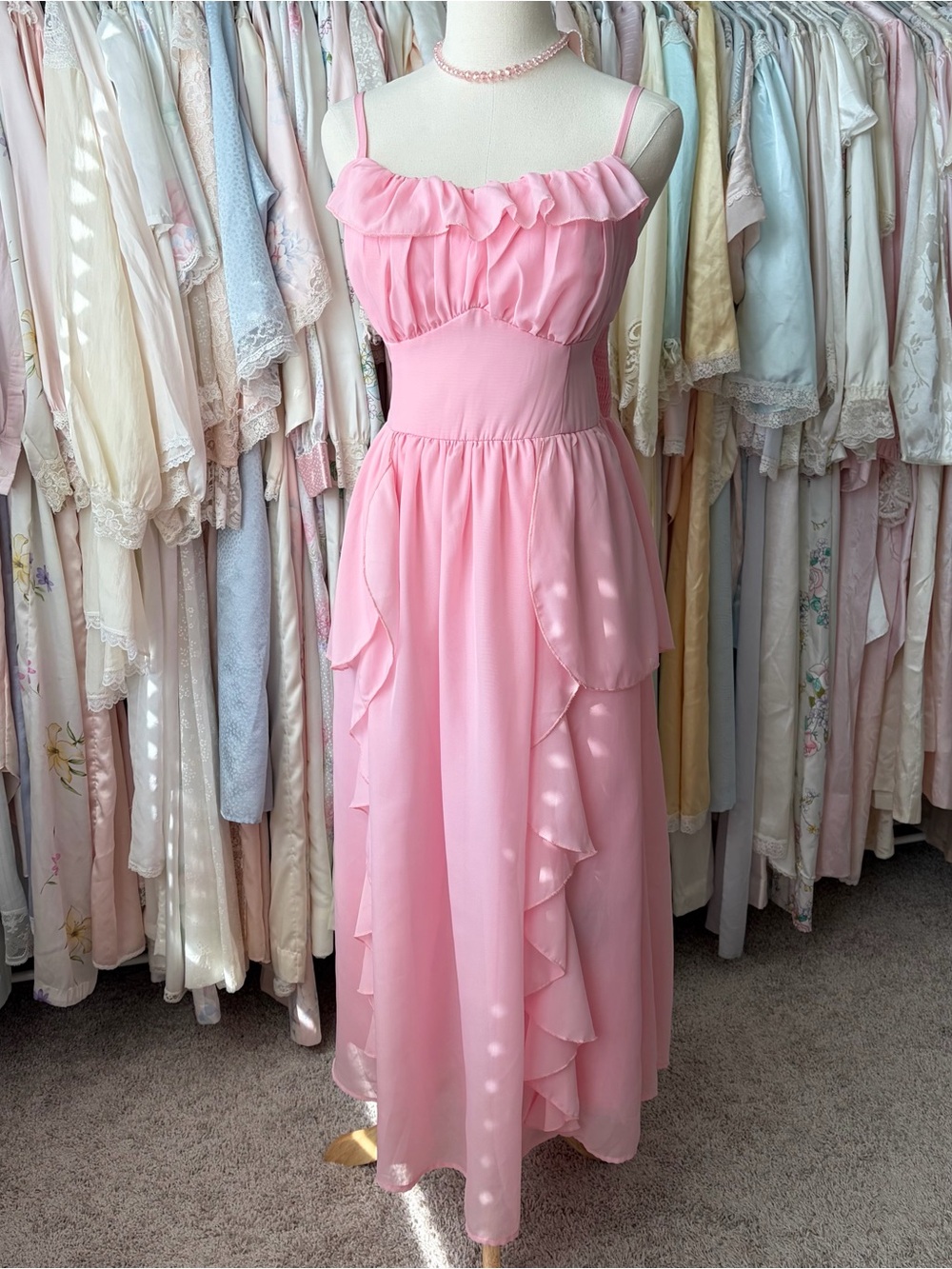 pink fairy barbie fantasy chiffon ruffle dress
